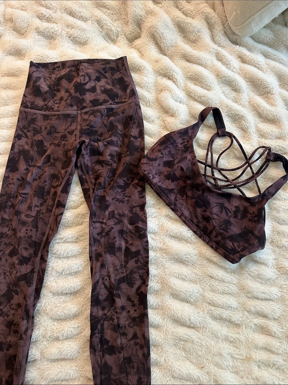 lululemon athletica Plum Floral Strappy Sports Bra & Leggings Set